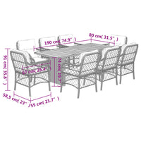 9-Delige Tuinset Met Kussens Poly Rattan