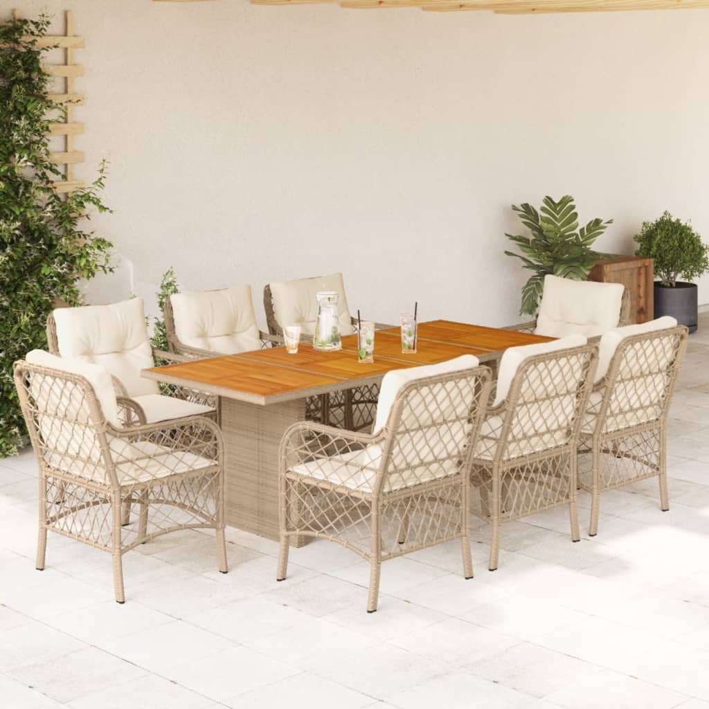 9-Delige Tuinset Met Kussens Poly Rattan