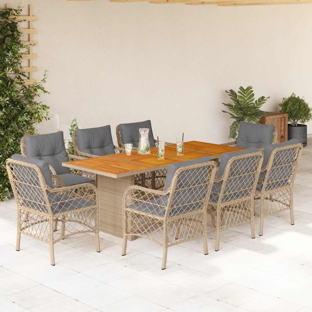 9-Delige Tuinset Met Kussens Poly Rattan