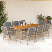 9-Delige Tuinset Met Kussens Poly Rattan