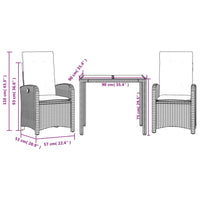 3-Delige Tuinset Met Kussens Poly Rattan Zwart En Crème