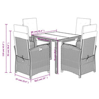 5-Delige Tuinset Met Kussens Poly Rattan Zwart En Crème
