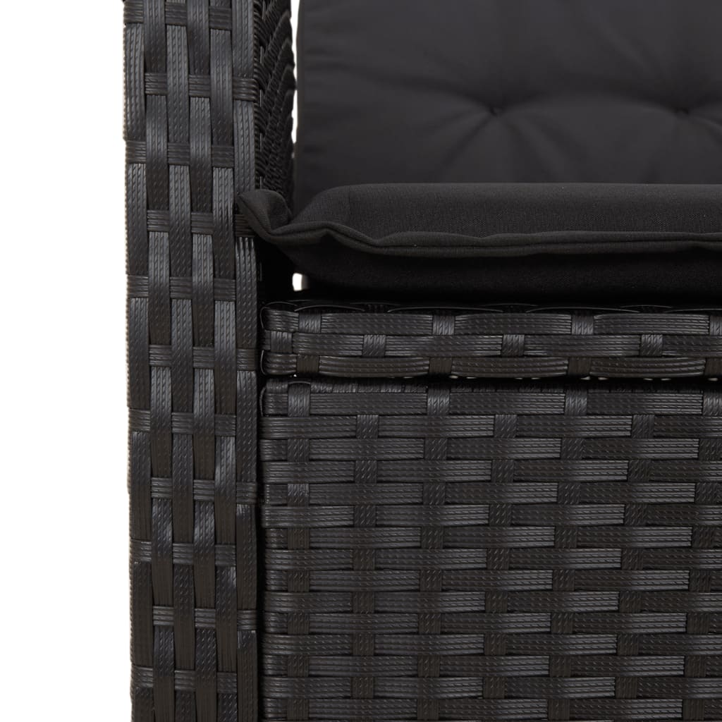 3-Delige Tuinset Met Kussens Poly Rattan Zwart