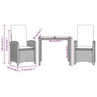 3-Delige Tuinset Met Kussens Poly Rattan Zwart