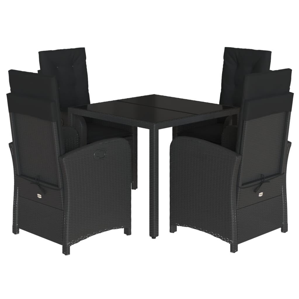 5-Delige Tuinset Met Kussens Poly Rattan Zwart