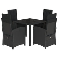 5-Delige Tuinset Met Kussens Poly Rattan Zwart
