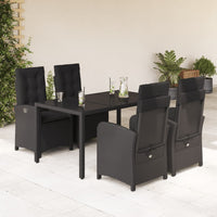 5-Delige Tuinset Met Kussens Poly Rattan Zwart