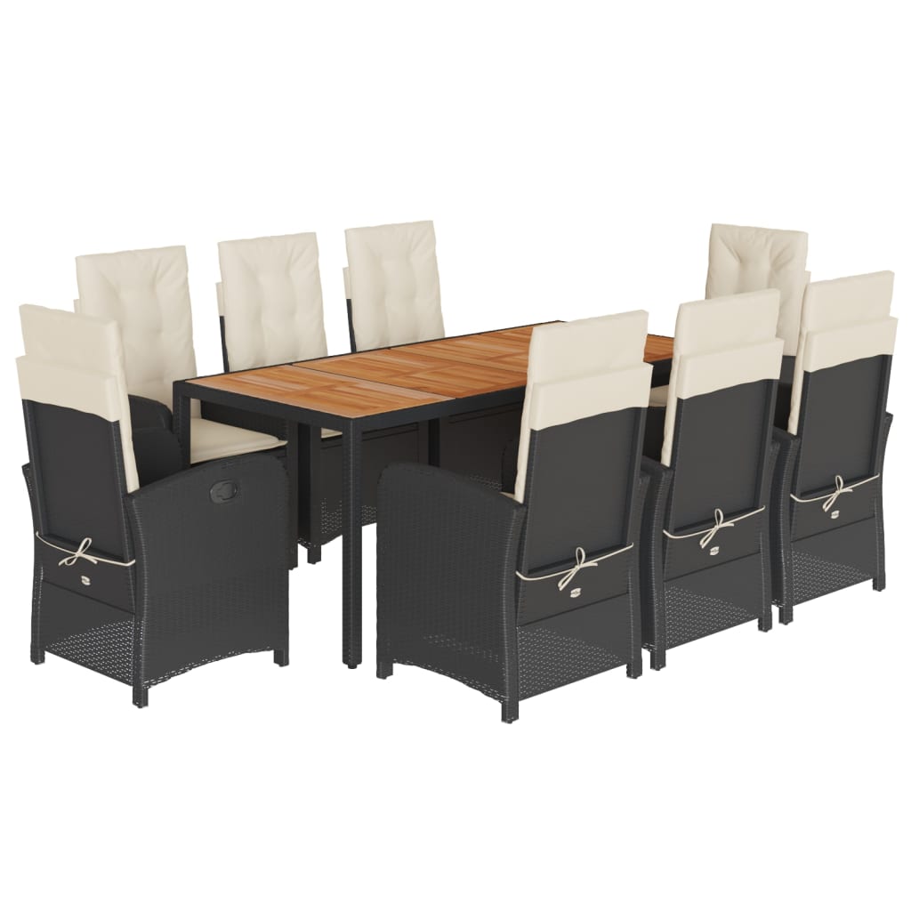 9-Delige Tuinset Poly Rattan Zwart En Crème