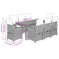9-Delige Tuinset Poly Rattan Zwart En Crème