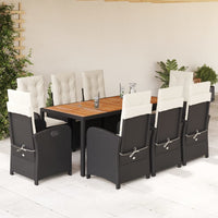 9-Delige Tuinset Poly Rattan Zwart En Crème