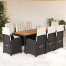 9-Delige Tuinset Poly Rattan Zwart En Crème