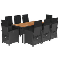 9-Delige Tuinset Poly Rattan Zwart