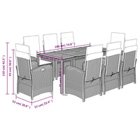 9-Delige Tuinset Poly Rattan Zwart