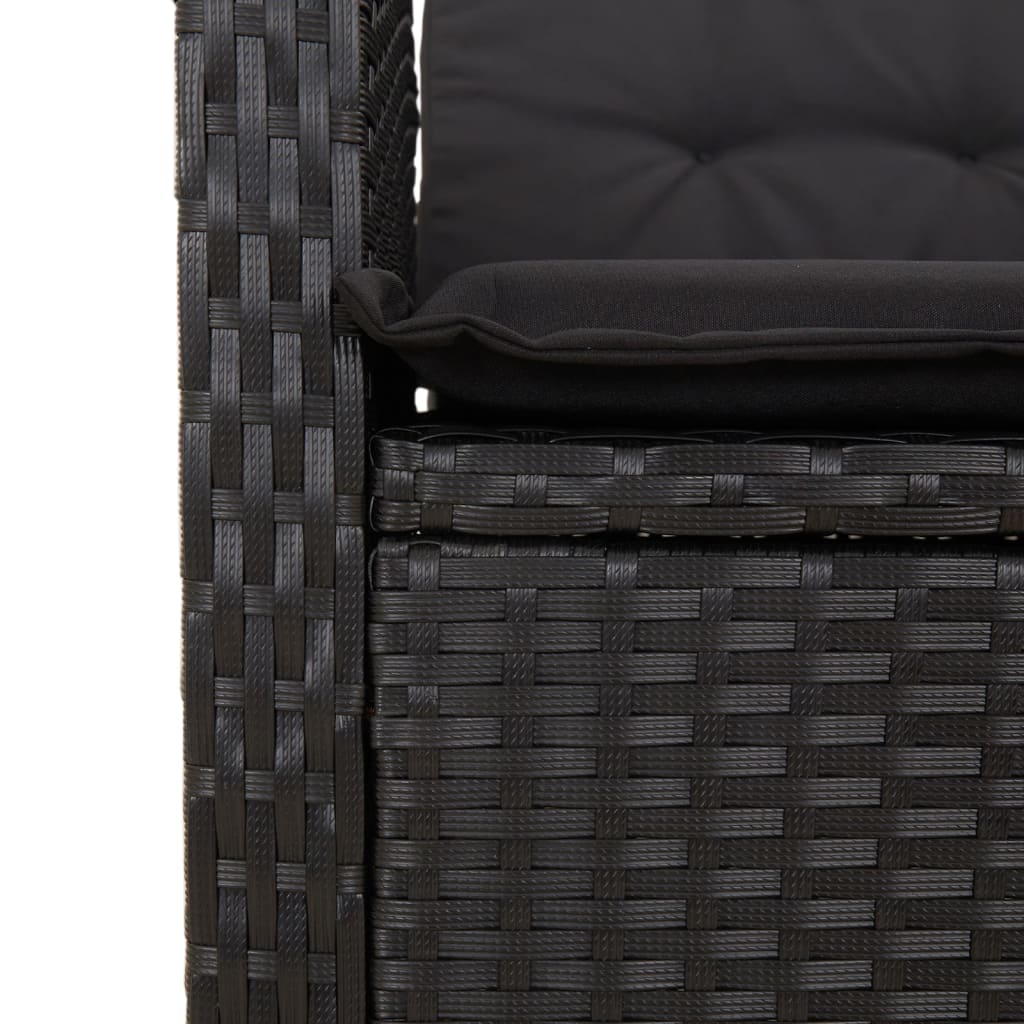 9-Delige Tuinset Poly Rattan Zwart