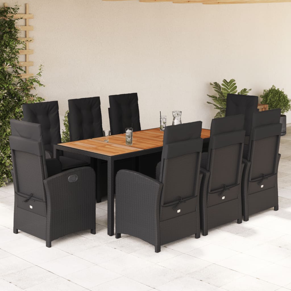 9-Delige Tuinset Poly Rattan Zwart