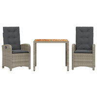 3-Delige Tuinset Met Kussens Poly Rattan Grijs