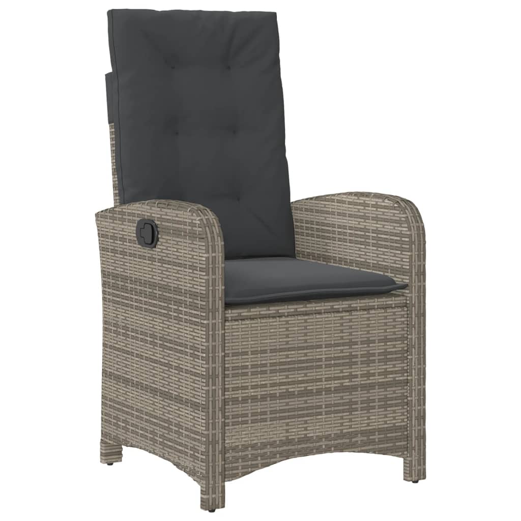 3-Delige Tuinset Met Kussens Poly Rattan Grijs