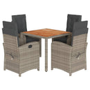 5-Delige Tuinset Met Kussens Poly Rattan Grijs