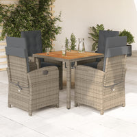 5-Delige Tuinset Met Kussens Poly Rattan Grijs