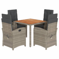 5-Delige Tuinset Met Kussens Poly Rattan Grijs