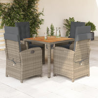 5-Delige Tuinset Met Kussens Poly Rattan Grijs