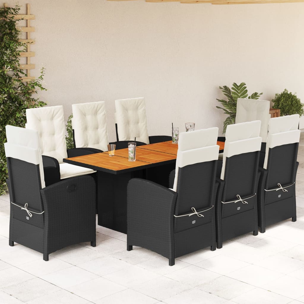 9-Delige Tuinset Met Kussens Poly Rattan