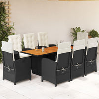 9-Delige Tuinset Met Kussens Poly Rattan