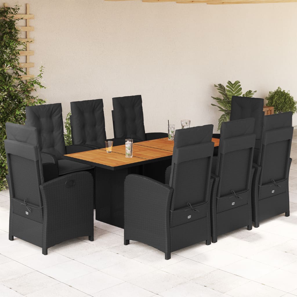 9-Delige Tuinset Met Kussens Poly Rattan