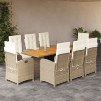 9-Delige Tuinset Met Kussens Poly Rattan