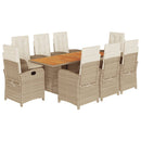 9-Delige Tuinset Met Kussens Poly Rattan
