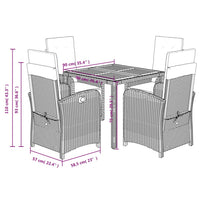 5-Delige Tuinset Met Kussens Poly Rattan