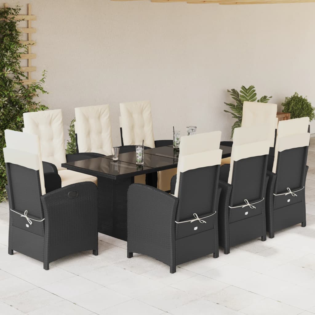 9-Delige Tuinset Met Kussens Poly Rattan