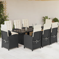 9-Delige Tuinset Met Kussens Poly Rattan