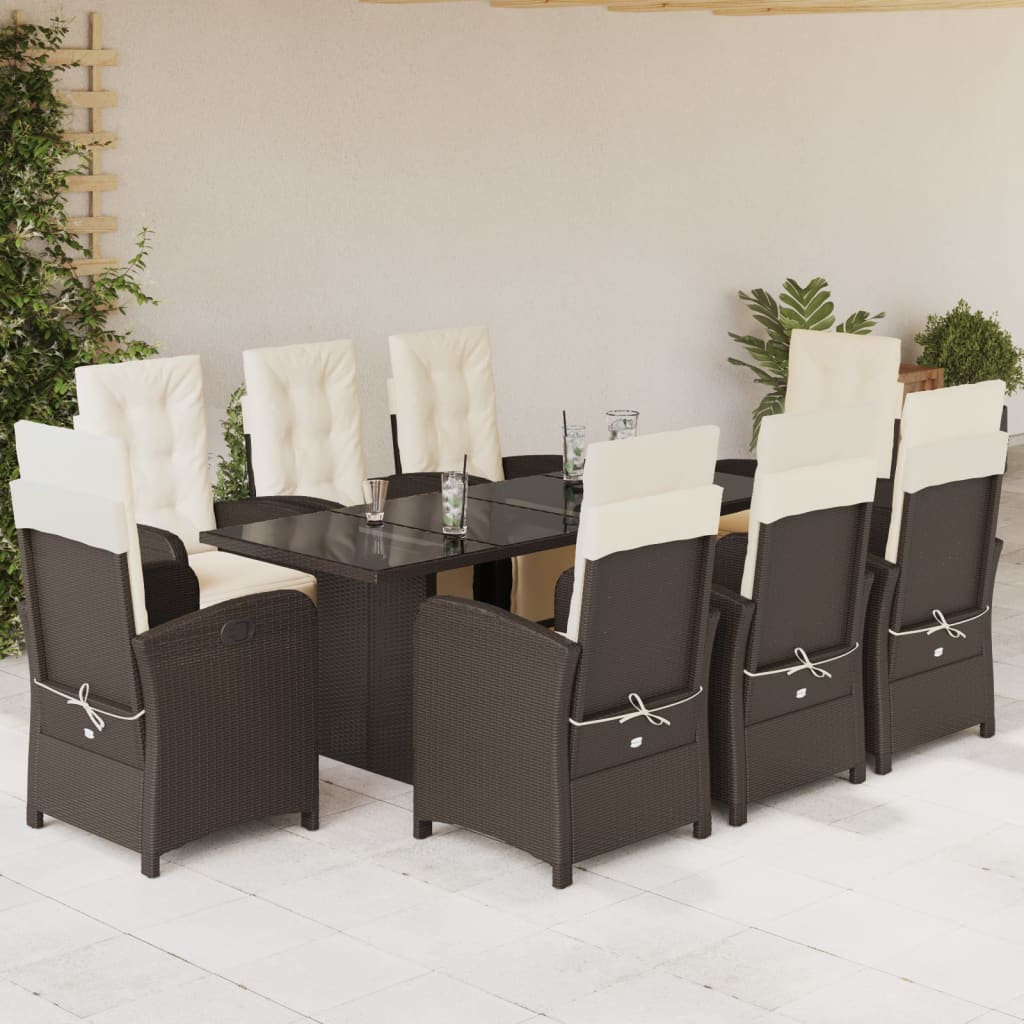9-Delige Tuinset Met Kussens Poly Rattan