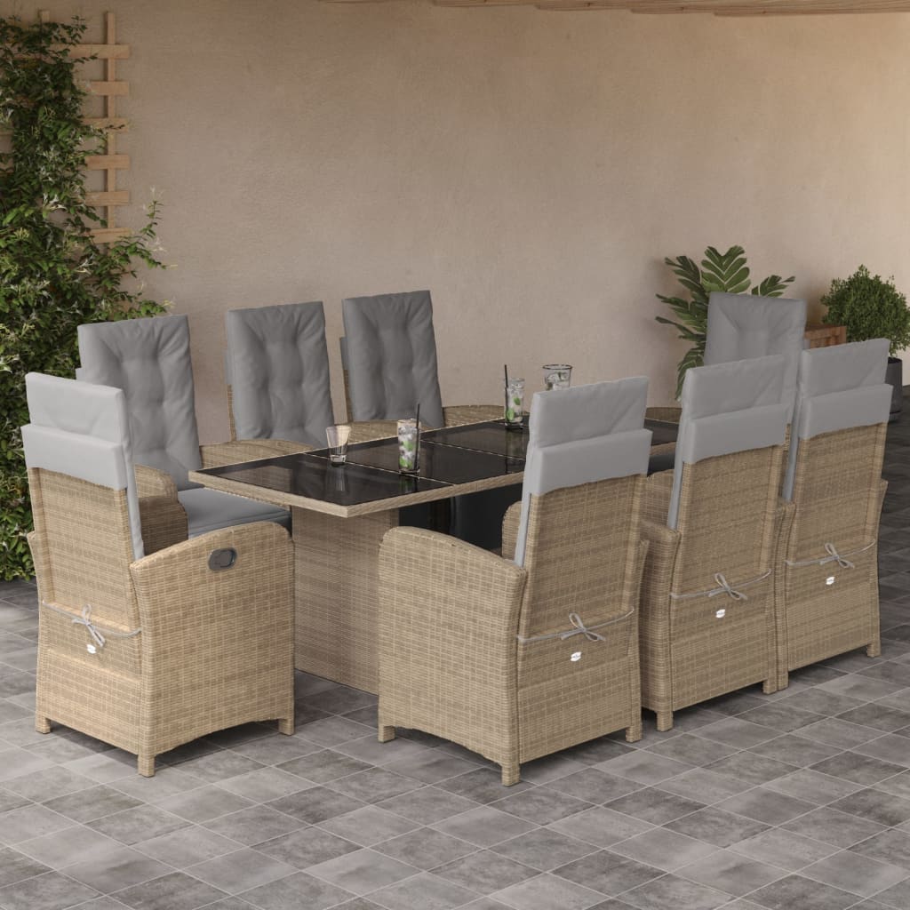 9-Delige Tuinset Met Kussens Poly Rattan