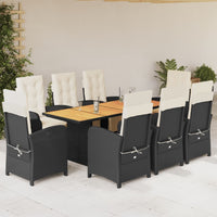 9-Delige Tuinset Met Kussens Poly Rattan