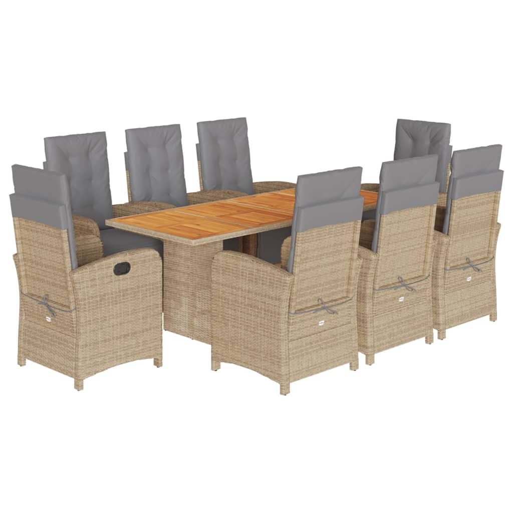 9-Delige Tuinset Met Kussens Poly Rattan