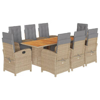 9-Delige Tuinset Met Kussens Poly Rattan