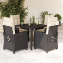 5-Delige Tuinset Met Kussens Poly Rattan Zwart