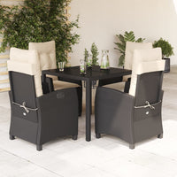 5-Delige Tuinset Met Kussens Poly Rattan Zwart