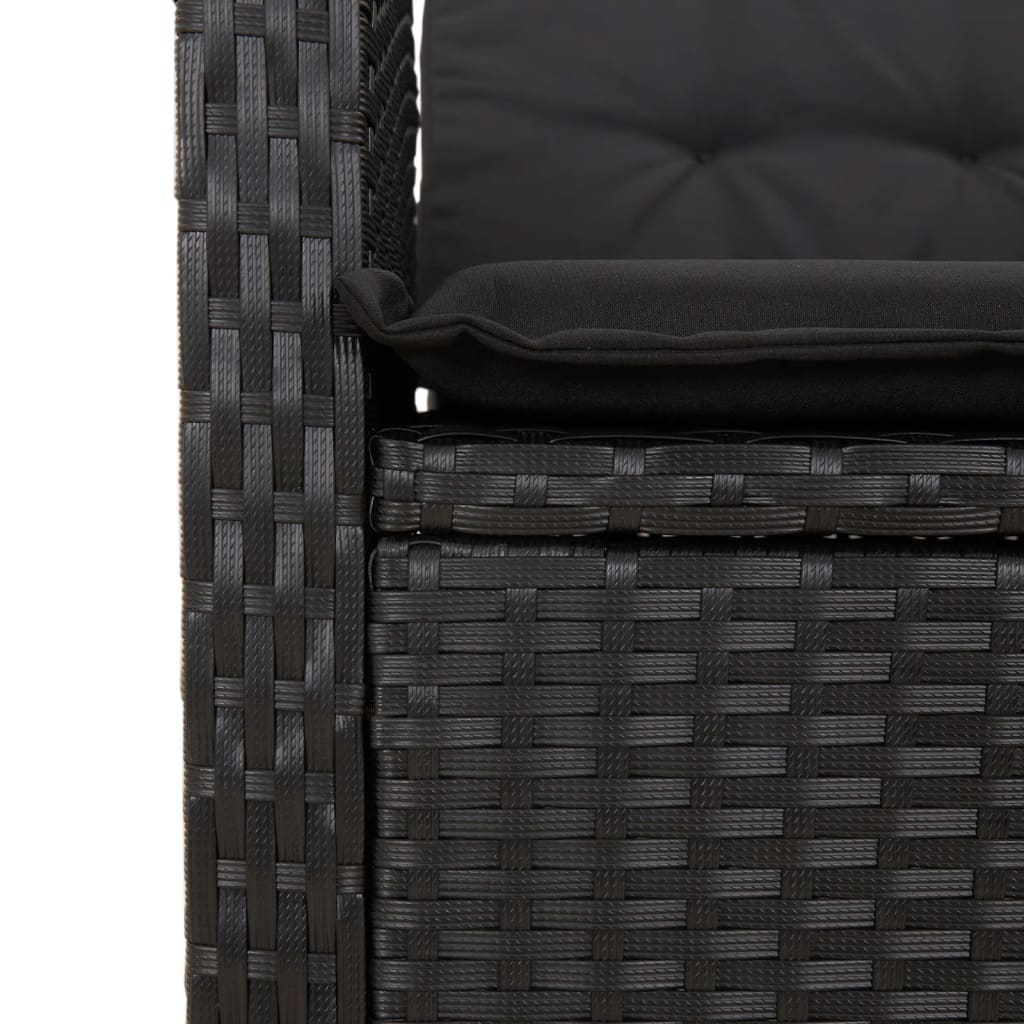 3-Delige Tuinset Met Kussens Poly Rattan Zwart