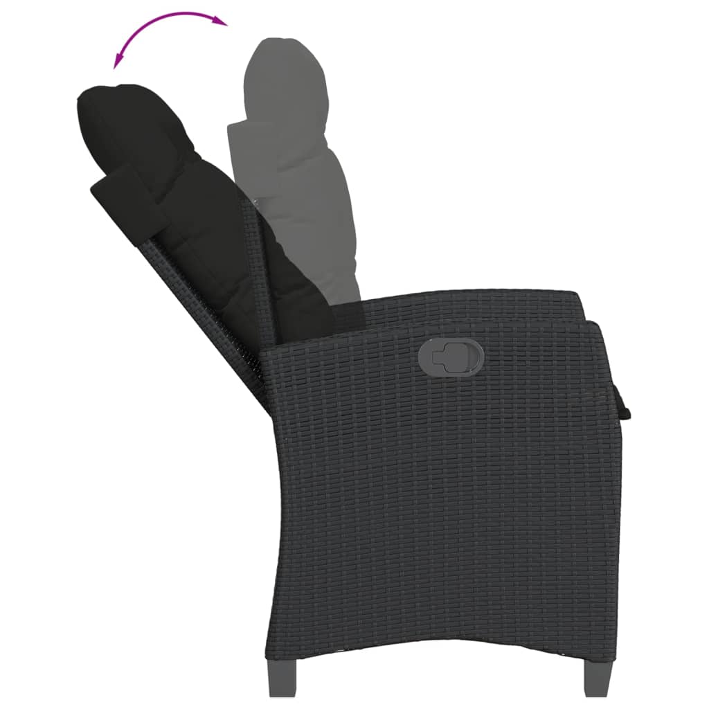 5-Delige Tuinset Met Kussens Poly Rattan Zwart