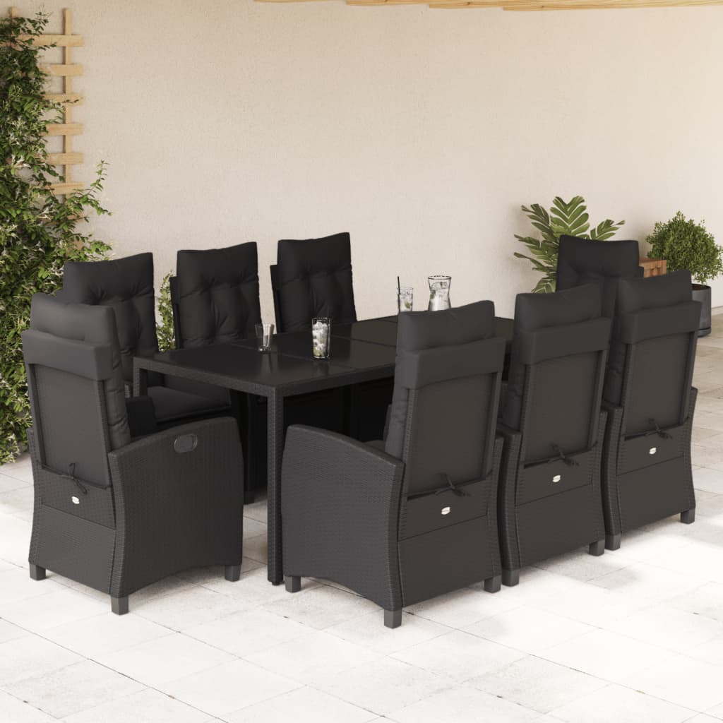 3-Delige Tuinset Met Kussens Poly Rattan Zwart