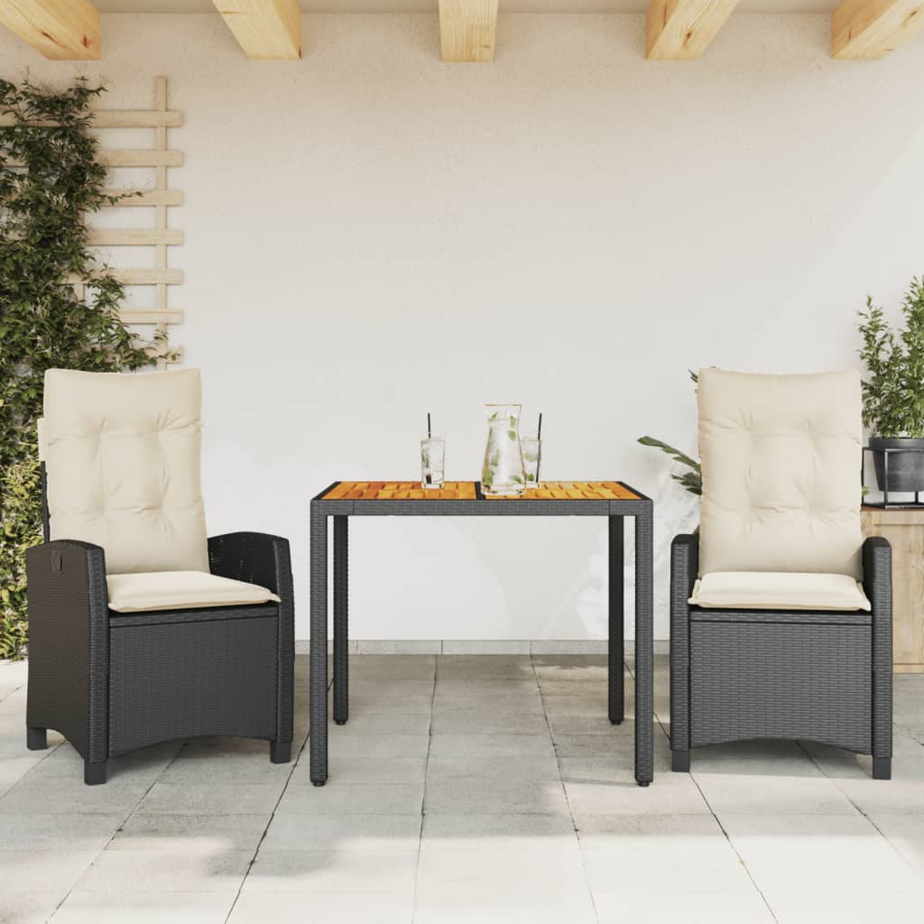 9-Delige Tuinset Poly Rattan Zwart