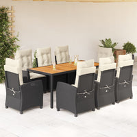 9-Delige Tuinset Poly Rattan Zwart