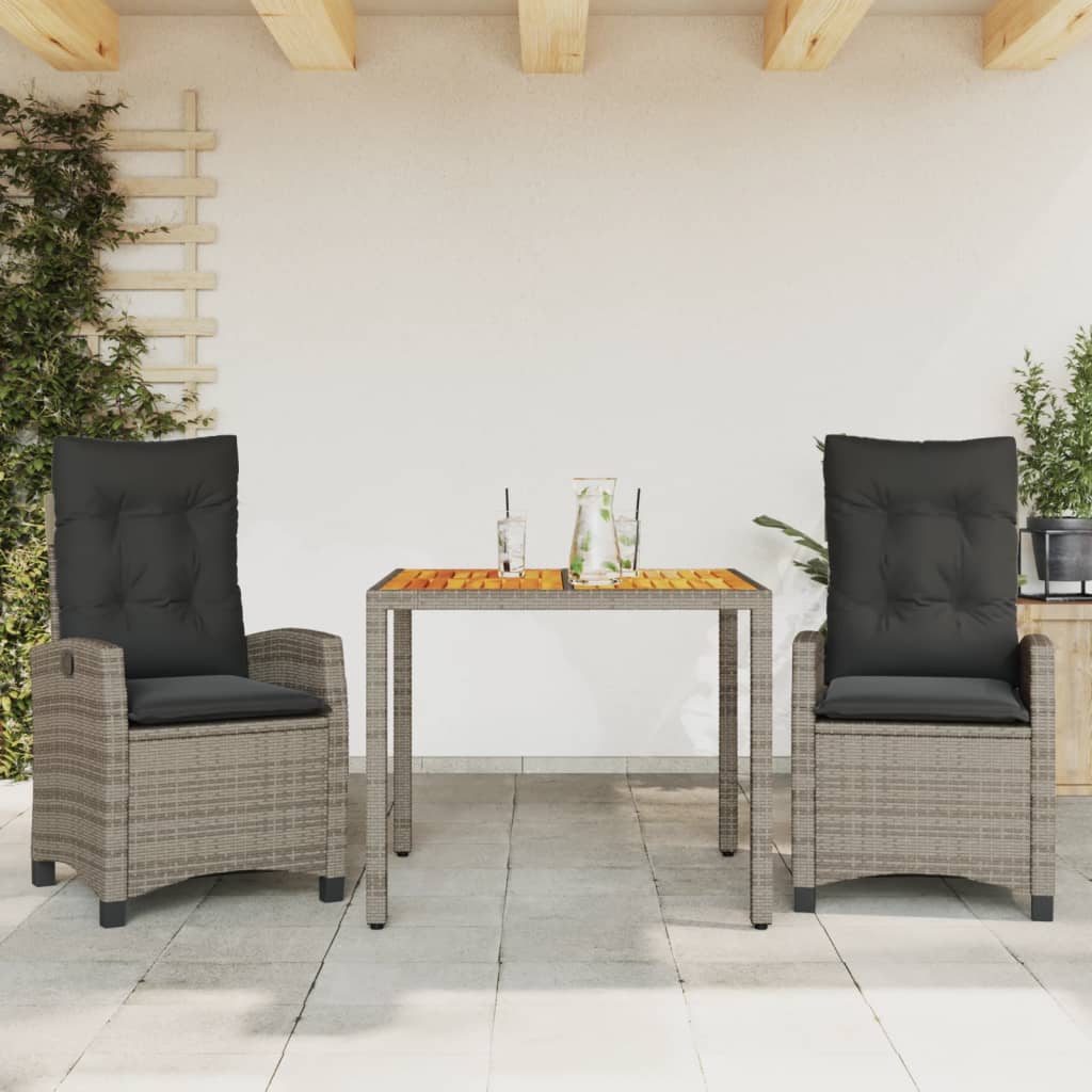 5-Delige Tuinset Met Kussens Poly Rattan Grijs