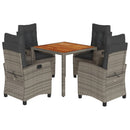 5-Delige Tuinset Met Kussens Poly Rattan Grijs