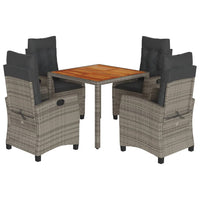 5-Delige Tuinset Met Kussens Poly Rattan Grijs