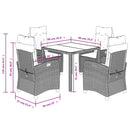 5-Delige Tuinset Met Kussens Poly Rattan Grijs