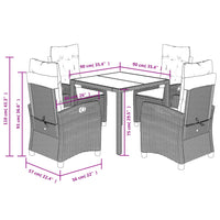 5-Delige Tuinset Met Kussens Poly Rattan Grijs